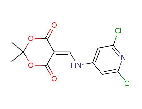 Molecular Structure of 863785-65-3 (5-[[(2,6-dichloropyridin-4-yl)amino]methylidene]-2,2-dimethyl-1,3-dioxane-4,6-dione)