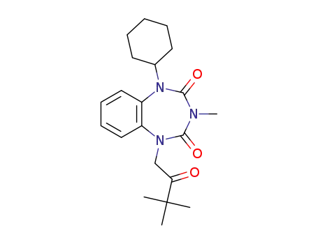 Molecular Structure of 1384248-52-5 (1-cyclohexyl-5-(3,3-dimethyl-2-oxobutyl)-3-methyl-1H-benzo[f][1,3,5]triazepine-2,4(3H,5H)-dione)