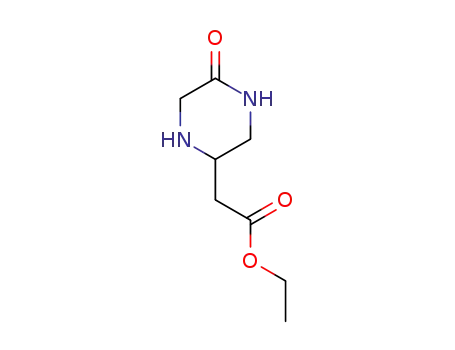Molecular Structure of 257953-75-6 (2-Piperazineaceticacid,5-oxo-,ethylester(9CI))