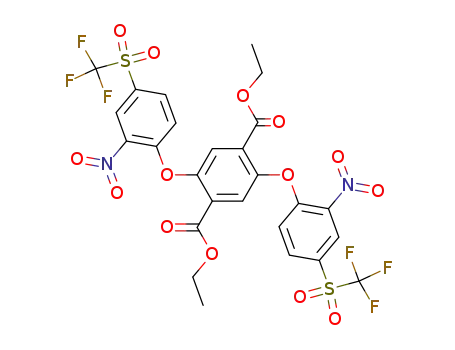 Molecular Structure of 329317-80-8 (2,5-Bis-(2-nitro-4-trifluoromethanesulfonyl-phenoxy)-terephthalic acid diethyl ester)