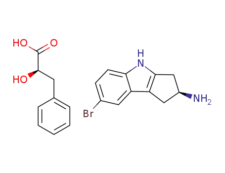 Molecular Structure of 1307213-09-7 ((S)-7-bromo-1,2,3,4-tetrahydro-cyclopenta[b]indol-2-ylamine (R)-2-hydroxy-3-phenylpropionic acid salt)