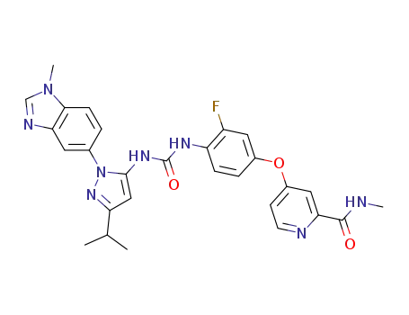 1-(2-fluoro-4-(2-(methylcarbamoyl)pyridin-4-yloxy)phenyl)-3-(3-isopropyl-1-(1-methyl-1H-benzo[d]imidazol-5-yl)-1H-pyrazol-5-yl)urea