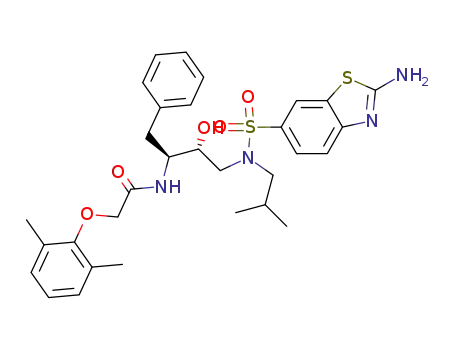 Molecular Structure of 656236-05-4 (N-{(1S,2R)-3-[(2-amino-benzothiazole-6-sulfonyl)-isobutyl-amino]-1-benzyl-2-hydroxypropyl}-2-(2,6-dimethyl-phenoxy)-acetamide)
