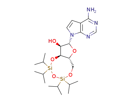 Molecular Structure of 85335-76-8 (7-[3,5-O-[1,1,3,3-tetrakis(1-methylethyl)-1,3-disiloxanediyl]-β-D-ribofuranosyl]-7H-pyrrolo[2,3-d]pyrimidin-4-amine)