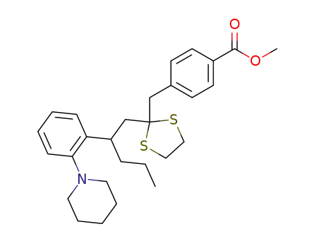 methyl 4-<4-<2-(1-piperidinyl)phenyl>-2,2-ethylenedithio-heptyl>-benzoate