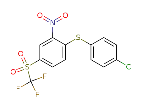 Molecular Structure of 19822-28-7 (Benzene, 1-[(4-chlorophenyl)thio]-2-nitro-4-[(trifluoromethyl)sulfonyl]-)