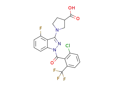 1-(1-(2-chloro-6-(trifluoromethyl)benzoyl)-4-fluoro-1H-indazol-3-yl)pyrrolidine-3-carboxylic acid