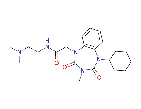 Molecular Structure of 1384248-84-3 (2-(5-cyclohexyl-3-methyl-2,4-dioxo-2,3,4,5-tetrahydro-1H-benzo[f][1,3,5]triazepin-1-yl)-N-(2-(dimethylamino)ethyl)acetamide)