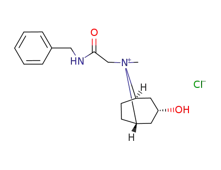 Molecular Structure of 111475-76-4 (8<i>anti</i>-(benzylcarbamoyl-methyl)-3<i>endo</i>-hydroxy-8<i>syn</i>-methyl-nortropanium; chloride)