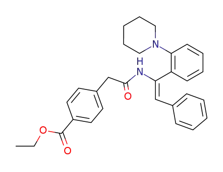 Benzoic acid,
4-[2-oxo-2-[[2-phenyl-1-[2-(1-piperidinyl)phenyl]ethenyl]amino]ethyl]-,
ethyl ester, (E)-