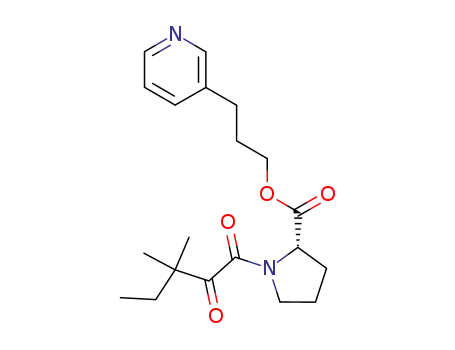 Molecular Structure of 186452-09-5 ((S)-3-(Pyridine-3-yl)propyl-1-(3,3-dimethyl-2-oxo-pentanoyl)pyrrolidine-2-carboxylate)