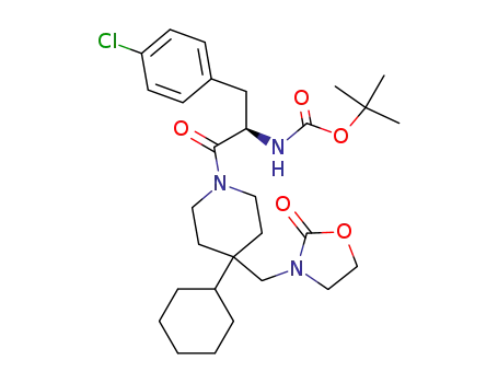 Carbamic acid,
[(1R)-1-[(4-chlorophenyl)methyl]-2-[4-cyclohexyl-4-[(2-oxo-3-oxazolidinyl
)methyl]-1-piperidinyl]-2-oxoethyl]-, 1,1-dimethylethyl ester