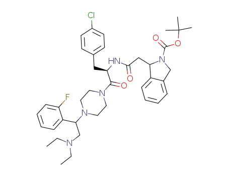 1-[(1-(4-chloro-benzyl)-2-{4-[2-diethylamino-1-(2-fluoro-phenyl)-ethyl]-piperazin-1-yl}-2-oxo-ethylcarbamoyl)-methyl]-1,3-dihydro-isoindole-2-carboxylic acid <i>tert</i>-butyl ester