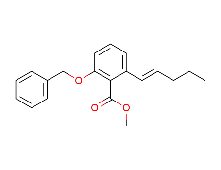 Molecular Structure of 649552-11-4 (Benzoic acid, 2-(1E)-1-pentenyl-6-(phenylmethoxy)-, methyl ester)
