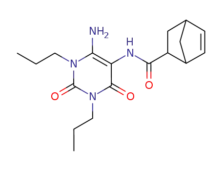 Molecular Structure of 136199-20-7 (Bicyclo[2.2.1]hept-5-ene-2-carboxamide,  N-(6-amino-1,2,3,4-tetrahydro-2,4-dioxo-1,3-dipropyl-5-pyrimidinyl)-)