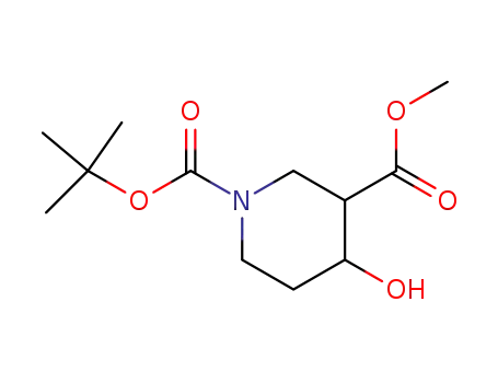Molecular Structure of 406212-51-9 (Methyl N-Boc-4-hydroxypiperidine-3-carboxylate)