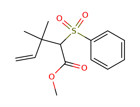 Molecular Structure of 74866-36-7 (4-Pentenoic acid, 3,3-dimethyl-2-(phenylsulfonyl)-, methyl ester)