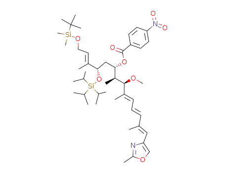 Molecular Structure of 237735-42-1 ((2E,4S,6S,7S,8R,9E,11E,13E)-1-[(t-butyldimethylsilyl)oxy]-3,7,9,13-tetramethyl-8-methoxy-14-(2'-methyl-4'-oxazolyl)-6-(p-nitrobenzoate)-4-[(triisopropylsilyl)oxy]-2,9,11,13-tetradecatetraene)