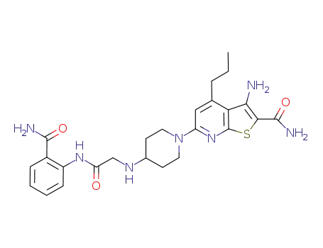 3-amino-6-(4-{[(2-carbamoylphenylcarbamoyl)methyl]amino}piperidin-1-yl-)-4-propylthieno[2,3-b]pyridine-2-carboxylic acid amide