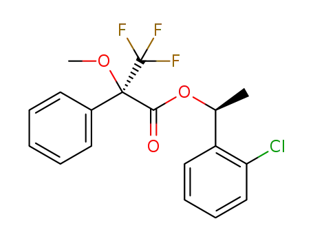 Molecular Structure of 131864-75-0 ((S)-1-(ortho-chlorophenyl)ethyl (R)-α-methoxy-α-trifluoromethylphenylacetate)