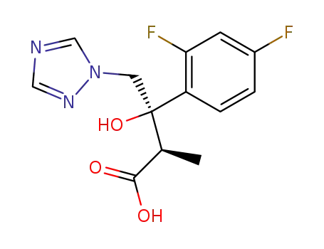 Molecular Structure of 166948-49-8 ((αR,βR)-β-(2,4-Difluorophenyl)-β-hydroxy-α-methyl-1H-1,2,4-triazole-1-butanoic Acid)
