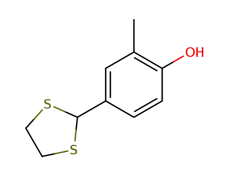 Molecular Structure of 80193-35-7 (4-[1,3]Dithiolan-2-yl-2-methyl-phenol)