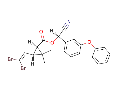 Molecular Structure of 120710-25-0 (Cyclopropanecarboxylicacid, 3-(2,2-dibromoethenyl)-2,2-dimethyl-, (R)-cyano(3-phenoxyphenyl)methylester, (1R,3S)-rel-)