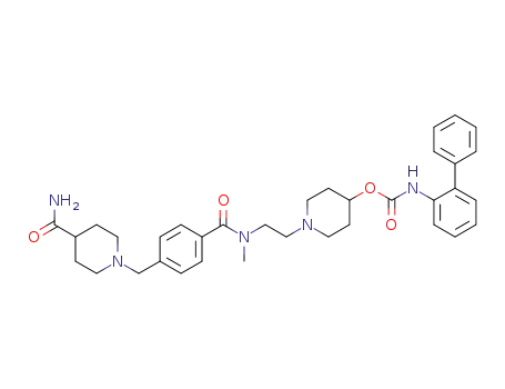 Molecular Structure of 864750-70-9 (1-(2-(3-((4-carbamoylpiperidin-1-yl)methyl)-N-methylbenzamido)ethyl)piperidin-4-yl [1,1'-biphenyl]-2-ylcarbamate)