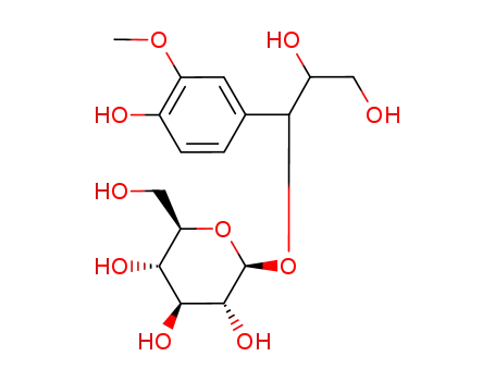 Molecular Structure of 7213-02-7 (D-threo-guaiacylglycerol 7-O-β-D-glucopyranoside)