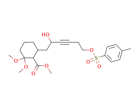 6-[2-Hydroxy-6-(toluene-4-sulfonyloxy)-hex-3-ynyl]-2,2-dimethoxy-cyclohexanecarboxylic acid methyl ester