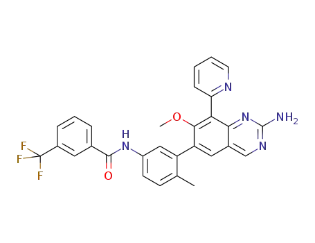 2-amino-7-methoxy-6-[2-methyl-5-(3-trifluoromethylbenzamide)phenyl]-8-(2-pyridyl)quinazoline