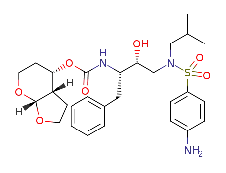 Molecular Structure of 1262482-52-9 ((3aS,4S,7aR)-hexahydro-2H-furo[2,3-b]pyran-4-yl-(2S,3R)-4-(4-amino-N-isobutylphenylsulfonamido)-3-hydroxy-1-phenylbutan-2-yl carbamate)