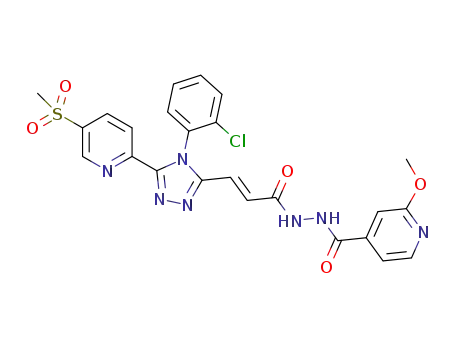 N'-[(E)-3-[4-(2-chlorophenyl)-5-(5-methylsulfonyl-2-pyridyl)-1,2,4-triazol-3-yl]prop-2-enoyl]-2-methoxy-pyridine-4-carbohydrazide