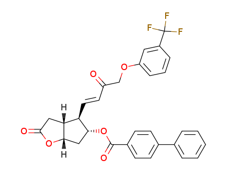 rel-[1,1'-Biphenyl]-4-carboxylic acid (3aR,4R,5R,6aS)-hexahydro-2-oxo-4-[(1E)-3-oxo-4-[3-(trifluoromethyl)phenoxy]-1-buten-1-yl]-2H-cyclopenta[b]furan-5-yl ester