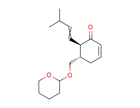 Molecular Structure of 105897-82-3 ((5S,6R)-6-((E)-3-Methyl-but-1-enyl)-5-(tetrahydro-pyran-2-yloxymethyl)-cyclohex-2-enone)
