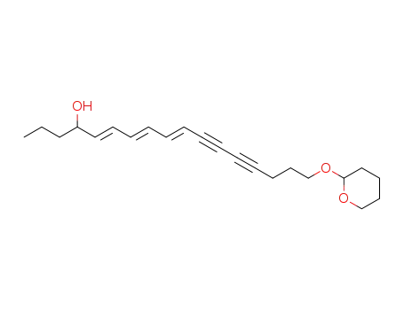Molecular Structure of 1150616-80-0 ((5E,7E,9E)‐17‐((tetrahydro‐2H‐pyran‐2‐yl)oxy)heptadeca‐5,7,9‐trien‐11,13‐diyn‐4‐ol)
