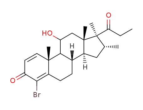 Molecular Structure of 79400-15-0 ((8S,10R,13S,14S,16R,17S)-4-Bromo-11-hydroxy-10,13,16,17-tetramethyl-17-propionyl-6,7,8,9,10,11,12,13,14,15,16,17-dodecahydro-cyclopenta[a]phenanthren-3-one)