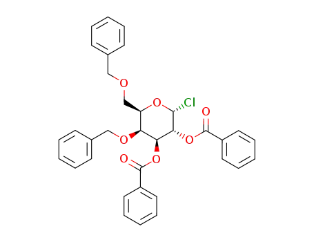 Molecular Structure of 81713-25-9 (2,3-di-O-benzoyl-4,6-di-O-benzyl-α-D-galactopyranosyl chloride)