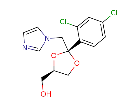 Molecular Structure of 61441-65-4 ([(2S,4S)-2-(2,4-dichlorophenyl)-2-(1H-imidazol-1-ylmethyl)-1,3-dioxolan-4-yl]methanol)