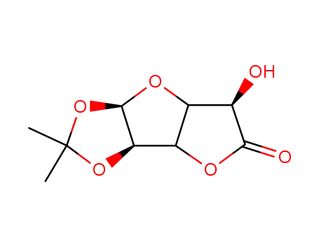 Molecular Structure of 3067-56-9 ((3aR,6R,7aR)-6-Hydroxy-2,2-dimethyl-tetrahydro-furo[2',3':4,5]furo[2,3-d][1,3]dioxol-5-one)