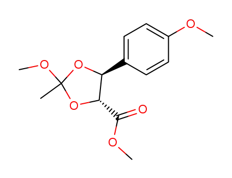 Molecular Structure of 106146-95-6 ((4R,5S)-2-Methoxy-5-(4-methoxy-phenyl)-2-methyl-[1,3]dioxolane-4-carboxylic acid methyl ester)