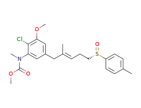 {2-Chloro-3-methoxy-5-[(E)-2-methyl-5-((S)-toluene-4-sulfinyl)-pent-2-enyl]-phenyl}-methyl-carbamic acid methyl ester