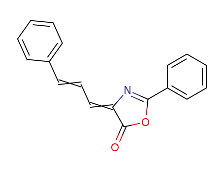 Molecular Structure of 5438-08-4 (2-phenyl-4-(3-phenylprop-2-en-1-ylidene)-1,3-oxazol-5(4H)-one)
