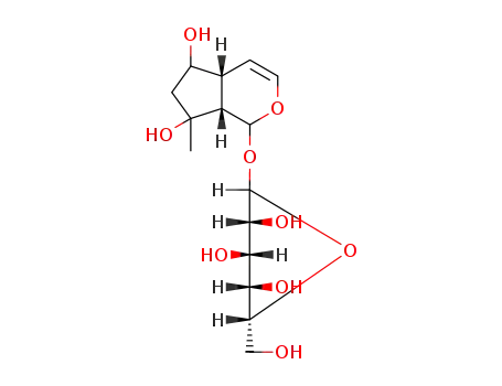Molecular Structure of 50906-66-6 (1,4a,5,6,7,7a-hexahydro-5,7-dihydroxy-7-methylcyclopenta[c]pyran-1-yl-beta-D-glucopyranoside)