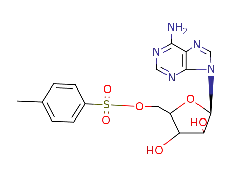 Molecular Structure of 55197-13-2 (9-{5-O-[(4-methylphenyl)sulfonyl]pentofuranosyl}-9H-purin-6-amine)