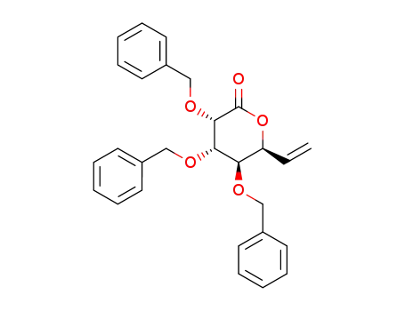 Molecular Structure of 221015-69-6 ((3S,4S,5R,6S)-3,4,5-Tris-benzyloxy-6-vinyl-tetrahydro-pyran-2-one)