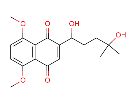 Molecular Structure of 88818-33-1 (1,4-Naphthalenedione, 2-(1,4-dihydroxy-4-methylpentyl)-5,8-dimethoxy-)