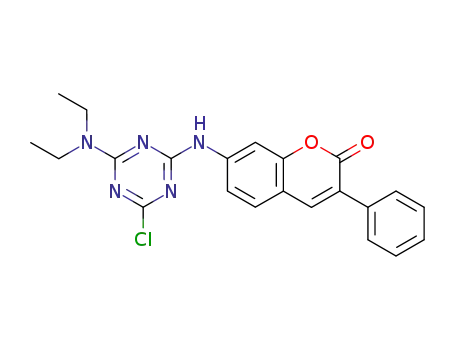 Molecular Structure of 5516-22-3 (7-[[4-chloro-6-(diethylamino)-1,3,5-triazin-2-yl]amino]-3-phenyl-2-benzopyrone)