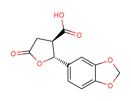 Molecular Structure of 62848-90-2 (3-Furancarboxylic acid, 2-(1,3-benzodioxol-5-yl)tetrahydro-5-oxo-,
trans-)