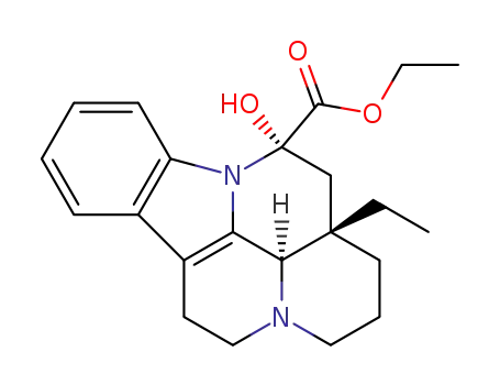 Molecular Structure of 68780-79-0 (ethyl (14alpha)-14-hydroxy-14,15-dihydroeburnamenine-14-carboxylate)